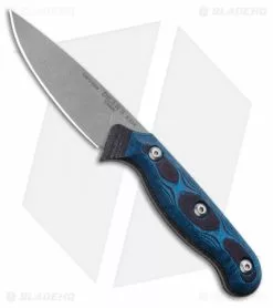 TOPS Knives Dicer 3 Drop Point Paring Knife Black/Blue G10 (3.5" Tumbled S35VN)