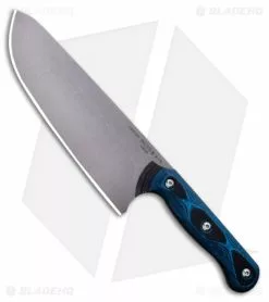 TOPS Knives Dicer 8 Drop Point Chef's Knife Black/Blue G10 (7.75" Tumbled S35VN)