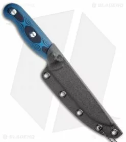 TOPS Knives Dicer 4 Drop Point Steak Knife Black/Blue G-10 (4.38" Tumbled S35VN) -Outlet Kitchen Knives Store TOPS Knives Dicer 4 DP Steak Knife Black Blue G 10 Tumbled BHQ 116810 jr sheath