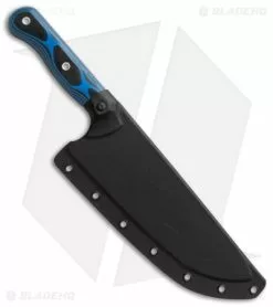 TOPS Knives Dicer 8 Drop Point Chef's Knife Black/Blue G10 (7.75" Tumbled S35VN) -Outlet Kitchen Knives Store TOPS Knives Dicer 8 DP Chefs Black Blue Tumbled BHQ 97481 jr sheath
