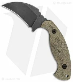 Toor Knives Karsumba Karambit Fixed Blade Green Canvas Micarta (2.5" Black SW)