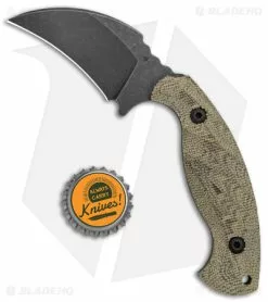 Toor Knives Karsumba Karambit Fixed Blade Green Canvas Micarta (2.5" Black SW) -Outlet Kitchen Knives Store Toor Knives Karsumba Burlap Green jr bottlecap