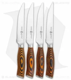 Tuo Cutlery Fiery Phoenix Steak 4-Piece Steak Kitchen Knife Set Black/Orange