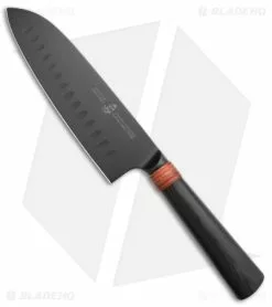 Tuo Cutlery Dark Knight 7" Santoku Knife Black Pakkawood (Black)