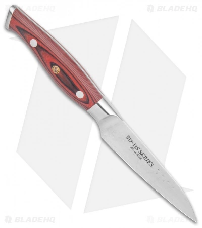 Tue Cutlery Tuo Cutlery Sedge Japanese 4" Damascus Paring Kitchen Knife Black/Red G-10 2 Tue Cutlery Tuo Cutlery Sedge Japanese 4" Damascus Paring Kitchen Knife Black/Red G-10 - Image 2