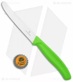 Victorinox Swiss Army Paring Knife Green (4" Satin Full Serr) -Outlet Kitchen Knives Store Victorinox Swiss Army Paring Knife Green Satin Full Serr VN67836L114 BHQ 97027 jr bottlecap