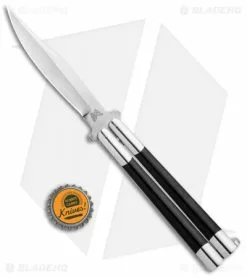 Vintage Bali-Song USA Jody Samson Butterfly Knife Black Micarta (4.25"Satin) -Outlet Kitchen Knives Store Vintage Bali Song USA Jody Samson Butterfly Black Micarta Satin BHQ 50454 jr bottlecap
