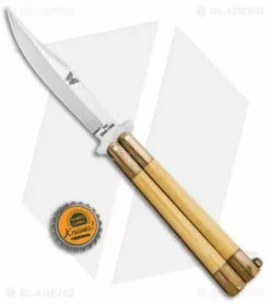 Vintage Bali-Song USA Jody Samson Butterfly Knife Ivory Micarta (4.3"Satin) -Outlet Kitchen Knives Store Vintage Bali Song USA Jody Samson Butterfly Ivory Micarta Satin BHQ 50455 jr bottlecap