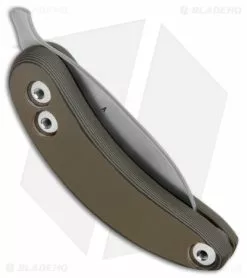 Woods Monkey LT. Wright Banana Peel Spear Point Green Camo G-10 (2.5" Satin) -Outlet Kitchen Knives Store Woodsmonkey Banana Peel LT 3 8th G 10 Green Camo SP BHQ 174151 jr side