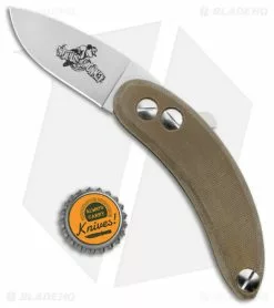 Woods Monkey By LT. Wright Banana Peel Drop Point 1/4 Green Micarta (2.5" Satin) -Outlet Kitchen Knives Store Woodsmonkey Banana Peel LT Wright 1 4th Green Micarta Handle DP BHQ 174140 jr bottlecap