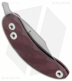 Woods Monkey By LT. Wright Banana Peel Clip Point 1/4 Red Micarta (2.5" Satin) -Outlet Kitchen Knives Store Woodsmonkey Banana Peel LT Wright 1 4th Red Micarta Twist Handle CP BHQ 174147 jr side