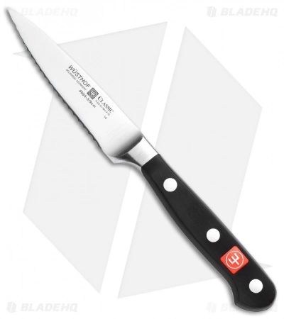 Wusthof Classic 3.5" Fully Serrated Paring Kitchen Knife Black Polymer 1 Wusthof Classic 3.5" Fully Serrated Paring Kitchen Knife Black Polymer