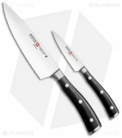 Wusthof Classic Ikon 2-Piece Kitchen Knife Prep Set Black Polymer