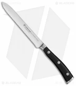 Wusthof Classic Ikon 5" Serrated Utility Kitchen Knife Black Polymer