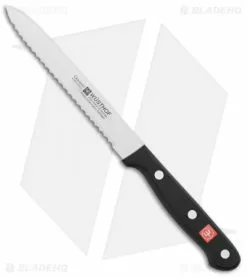 Wusthof Gourmet Serrated Utility Knife Black (5" Satin Serrated)