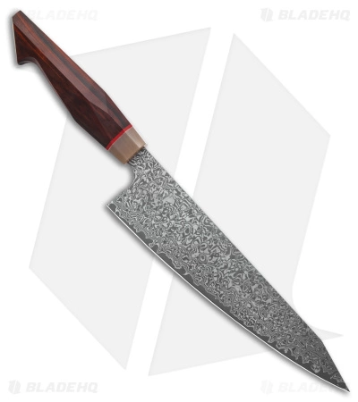 Xin Cutlery Multangular 9" Kitchen Knife Rosewood/Buffalo Horn Dam. Acid Etch 3 Xin Cutlery Multangular 9" Kitchen Knife Rosewood/Buffalo Horn Dam. Acid Etch - Image 3