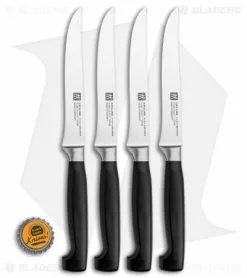 Zwilling Four Star 4-Piece Steak Knife Kitchen Set (4.5" Satin) -Outlet Kitchen Knives Store Zwilling Four Star 4 Piece Steak Knife Set Satin BHQ 134494 jr bottlecap