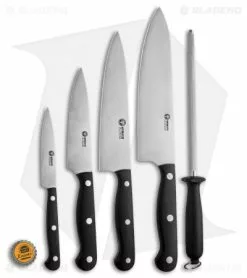 Boker Arbolito 6-Piece Kitchen Knife Set Black W/ Wooden Block -Outlet Kitchen Knives Store boker kitchen knives 5 piece set with block BHQ 4157 jr bottlecap