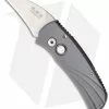 D.K.D. DKD Shark Tooth Automatic Knife Grey Aluminum (1.9" Satin Plain) USA Made