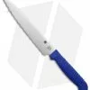 Spyderco 6" Serrated Utility Kitchen Knife Blue Sermollan K04SBL