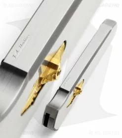 J.A. Harkins Custom Triton D/A OTF Stainless Steel Automatic Knife (Damascus) -Outlet Kitchen Knives Store triton harkinsknives dama signature detail